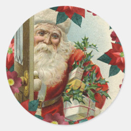 Santa Claus bringing gifts and presents Ronde Sticker