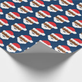 Santa Claus Brown Skin Blue Kerstmis Cadeaupapier (Hoek)