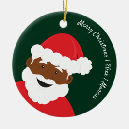 Santa Claus Brown Skin Name Year Merry Kerstry Keramisch Ornament