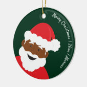Santa Claus Brown Skin Name Year Merry Kerstry Keramisch Ornament (Links)