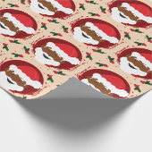 Santa Claus Brown Skin Tan Red Kerstmis Cadeaupapier (Hoek)