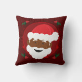 Santa Claus Bruine Huid Rood Holly Kerstmis Kussen (Achterkant)