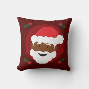 Santa Claus Bruine Huid Rood Holly Kerstmis Kussen