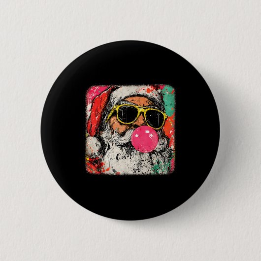 Santa Claus Bubble Gum Merry Xmas Painting Men Wom Ronde Button 5,7 Cm (Voorkant)