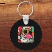 Santa Claus Bubble Gum Merry Xmas Painting Men Wom Sleutelhanger (Voorkant)