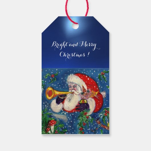 SANTA CLAUS BUGLER , CHRISTMAS NIGHT CADEAULABEL (Achterkant)