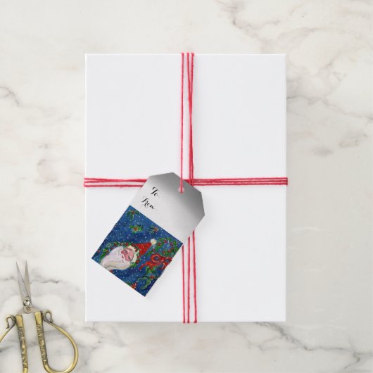 SANTA CLAUS BUGLER , CHRISTMAS NIGHT CADEAULABEL (Met Touw)