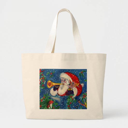 SANTA CLAUS BUGLER Musical Kerstnacht Grote Tote Bag (Voorkant)