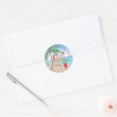 Santa Claus Building Sandy Snowman Kerstmis Ronde Sticker (Envelop)