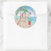 Santa Claus Building Sandy Snowman Kerstmis Ronde Sticker (Tas)