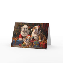 Santa Claus Bulldogs Kerst wenskaart