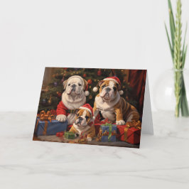 Santa Claus Bulldogs Kerst wenskaart Bedankkaart