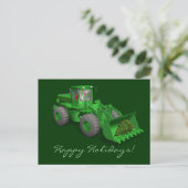 Santa Claus Bulldozer Operator Feestdagenkaart (Staand voorkant)