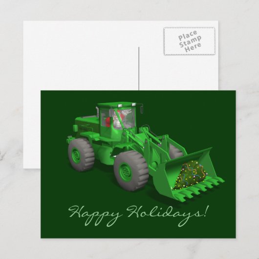 Santa Claus Bulldozer Operator Feestdagenkaart (Voorkant / Achterkant)