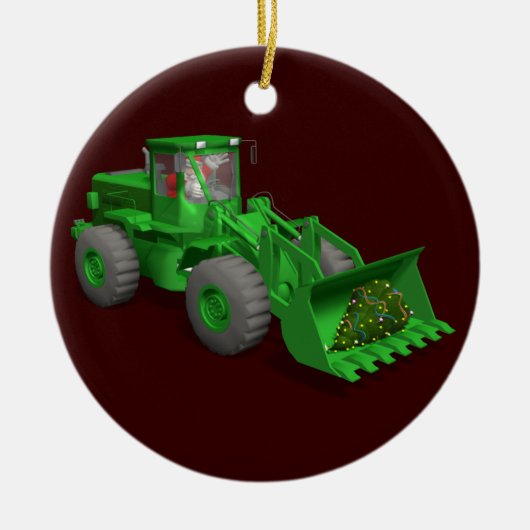 Santa Claus Bulldozer Operator Keramisch Ornament (Voorkant)