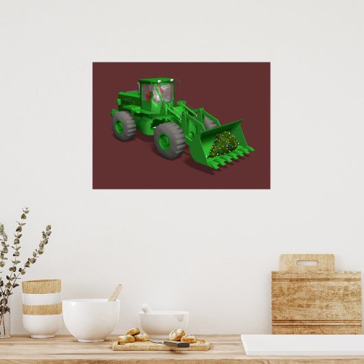 Santa Claus Bulldozer Operator Poster (Keuken)