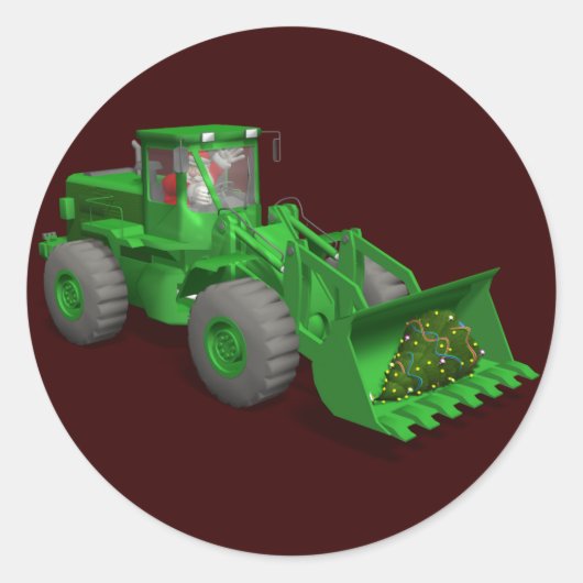 Santa Claus Bulldozer Operator Ronde Sticker (Voorkant)