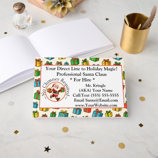  Santa Claus Business Card Holiday Magic Gastenboek (Voorkant open)