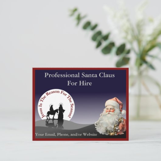 Santa Claus Business Card Postcard Briefkaart (Staand voorkant)