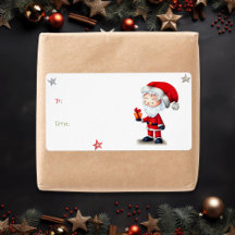 Santa Claus Cadeau Kerstcadeau Sticker Label