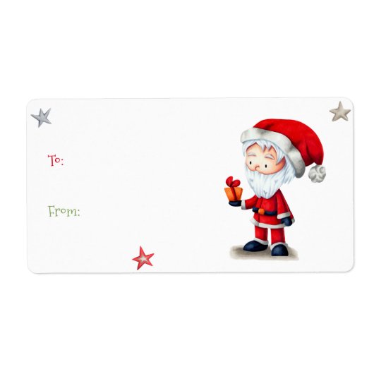 Santa Claus Cadeau Kerstcadeau Sticker Label (Voorkant)