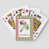 Santa Claus Candy Cane Pattern Your Greeting Pokerkaarten (Achterkant)