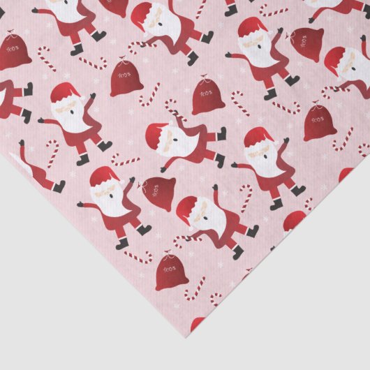 Santa Claus Candy Canes Pattern Red Tissuepapier (Detail)
