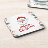 Santa Claus Candy Canes Plastic Coaster Set Bier Onderzetter (Linkerzijde)
