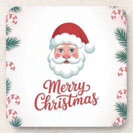 Santa Claus Candy Canes Plastic Coaster Set Bier Onderzetter