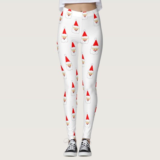 santa claus cartoon blije kerst leggings (Voorkant)