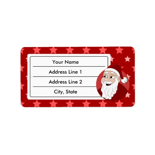 Santa Claus Cartoon Etiket (Voorkant)