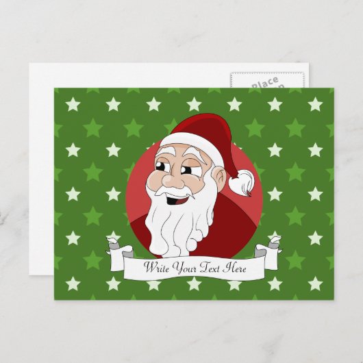 Santa Claus Cartoon Feestdagenkaart (Voorkant / Achterkant)
