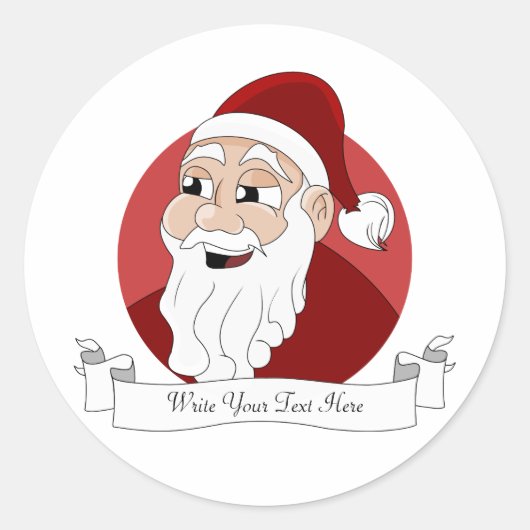 Santa Claus Cartoon Ronde Sticker (Voorkant)