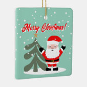 Santa Claus cartoon with Christmas tree custom Keramisch Ornament (Rechts)
