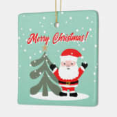Santa Claus cartoon with Christmas tree custom Keramisch Ornament (Links)
