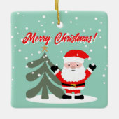 Santa Claus cartoon with Christmas tree custom Keramisch Ornament (Voorkant)