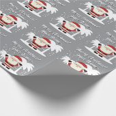 Santa Claus cartoon with palm trees grey Christmas Cadeaupapier (Hoek)
