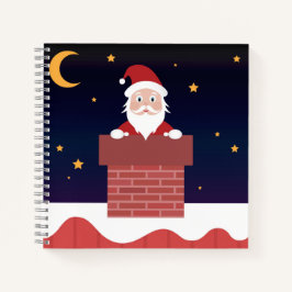 Santa Claus cartoon Xmas nacht door de Chimney Notitieboek