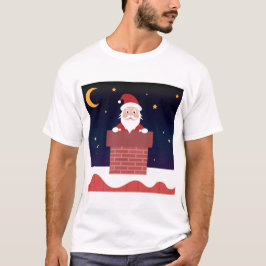 Santa Claus cartoon Xmas nacht door de Chimney T-shirt