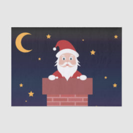 Santa Claus cartoon Xmas nacht door de Chimney Tissuepapier