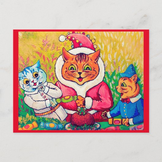 Santa Claus Cat, Louis Wain Briefkaart (Voorkant)