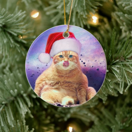 Santa Claus Cat Moon Keramisch Ornament (Boom)