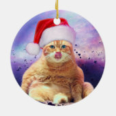 Santa Claus Cat Moon Keramisch Ornament (Achterkant)