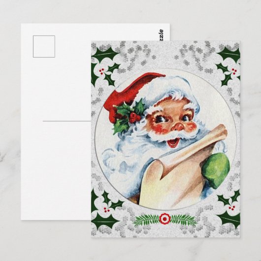 Santa Claus Checklist Snowflake Holly Lijst Briefkaart (Voorkant / Achterkant)