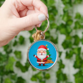 Santa Claus Cheerful Greeting Sleutelhanger (Hand)
