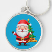 Santa Claus Cheerful Greeting Sleutelhanger (Voorkant)