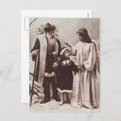 Santa Claus Child Angel vintage kerst Briefkaart (Voorkant / Achterkant)