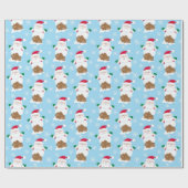Santa Claus Chimney op Blue Snow-kerstcadeau Cadeaupapier (Vlak)