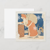 Santa Claus Chimney Vintage Kerstmis Feestdagenkaart (Voorkant / Achterkant)