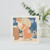 Santa Claus Chimney Vintage Kerstmis Feestdagenkaart (Staand voorkant)